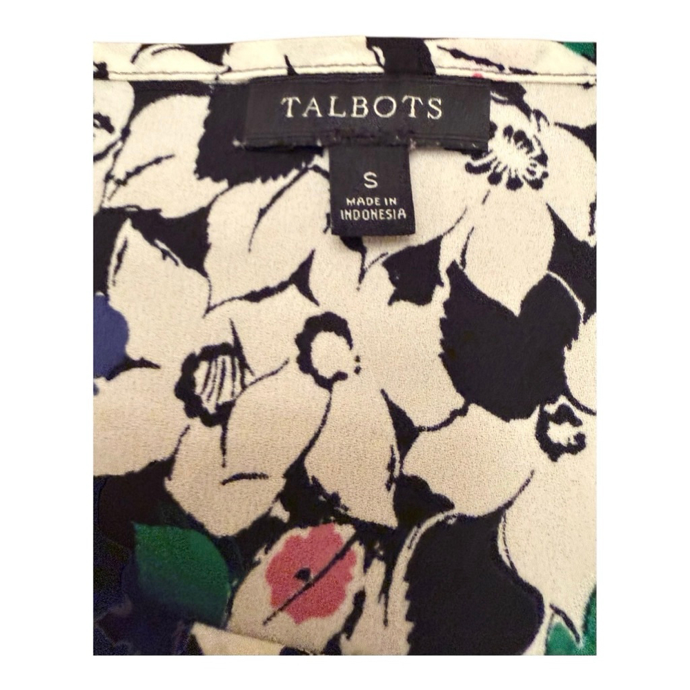 TALBOTS Floral 3/4 Sleeve Scoop Neck Blouse White Multi S - Picture 4 of 8